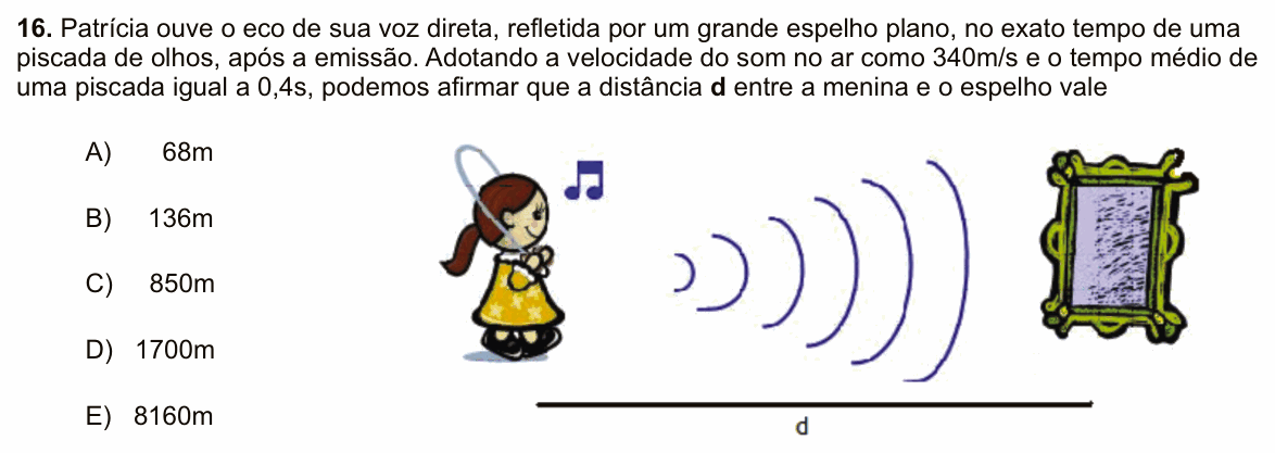 Enunciado da questão 16 de Física do PUC-SP 2011