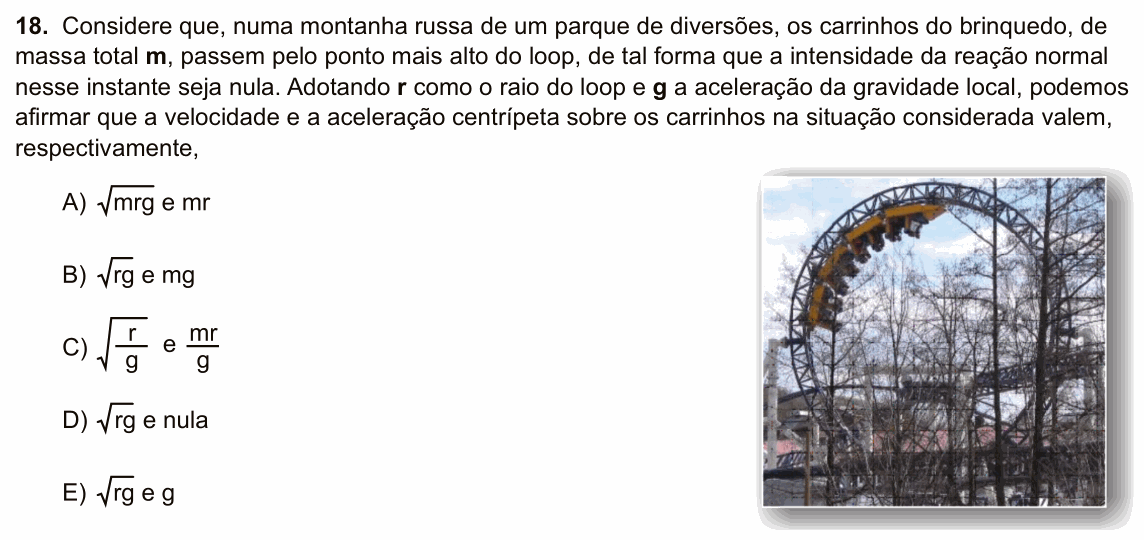 Enunciado da questão 18 de Física do PUC-SP 2011