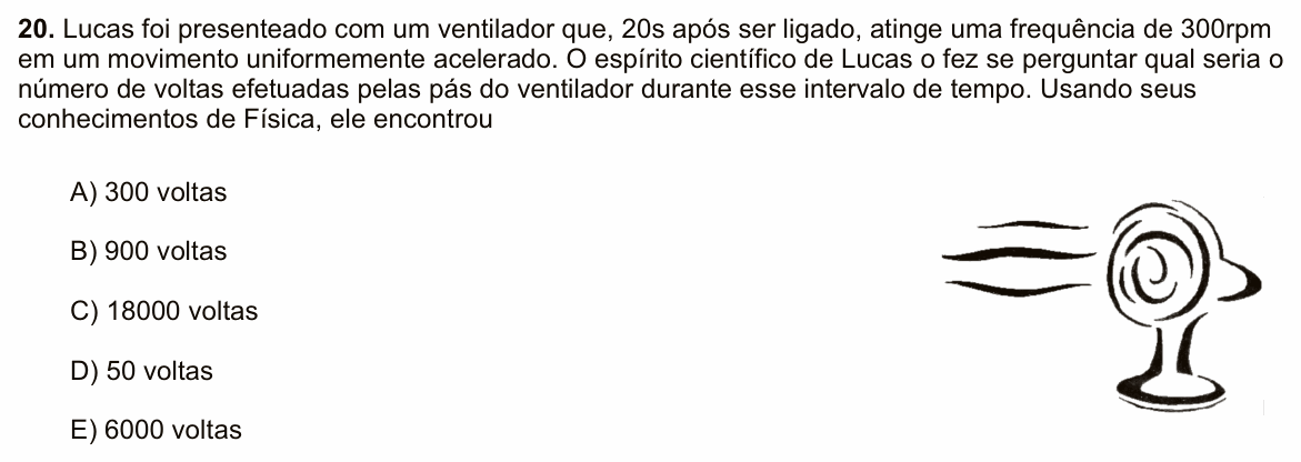 Enunciado da questão 20 de Física do PUC-SP 2011