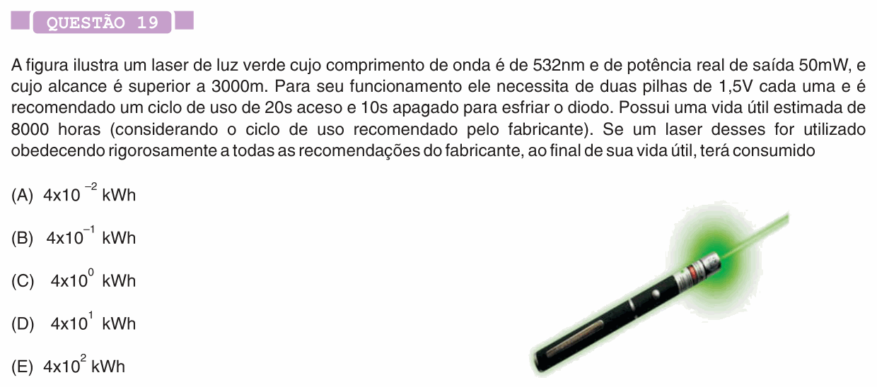 Enunciado da questão 19 de Física do PUC-SP 2012 (inverno)