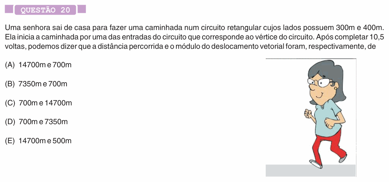 Enunciado da questão 20 de Física do PUC-SP 2012 (inverno)