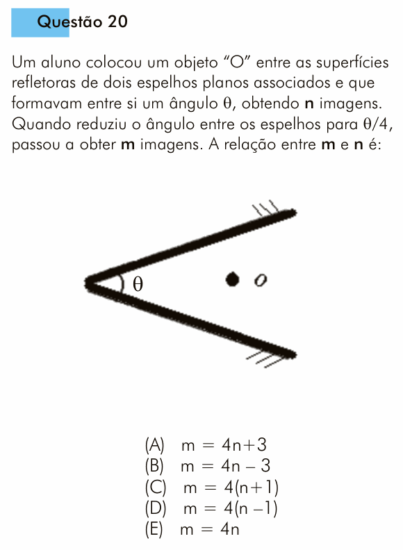 Enunciado da questão 20 de Física do PUC-SP 2012
