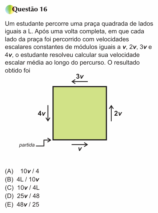 Enunciado da questão 16 de Física do PUC-SP 2013 (inverno)