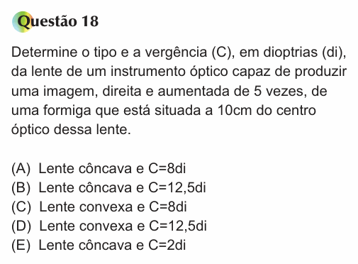 Enunciado da questão 18 de Física do PUC-SP 2013 (inverno)