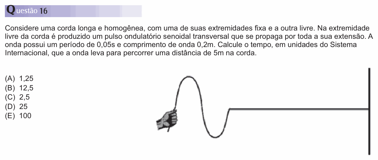 Enunciado da questão 16 de Física do PUC-SP 2013