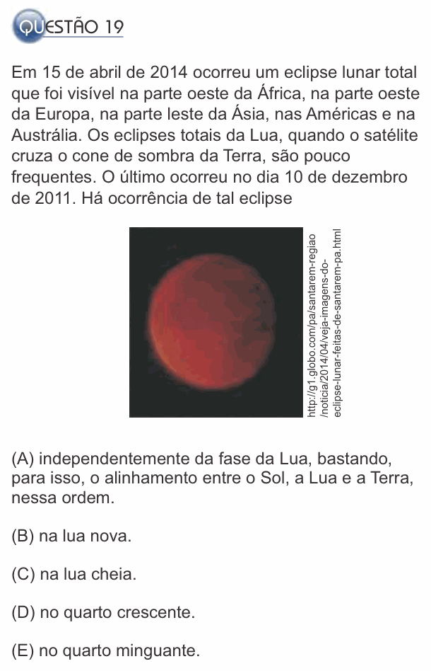 Enunciado da questão 19 de Física do PUC-SP 2014 (inverno)