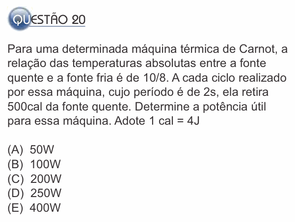 Enunciado da questão 20 de Física do PUC-SP 2014 (inverno)