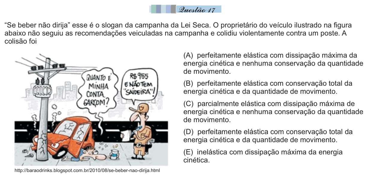 Enunciado da questão 17 de Física do PUC-SP 2014