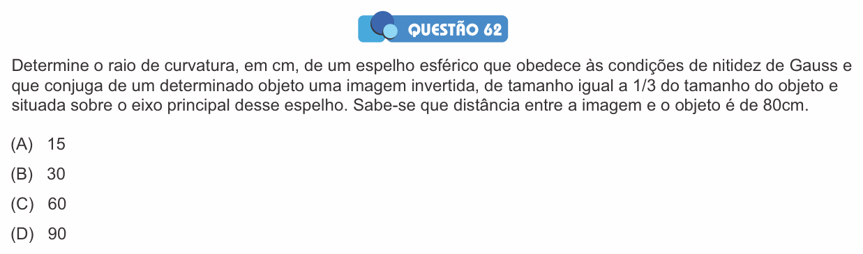 Enunciado da questão 62 de Física do PUC-SP 2016