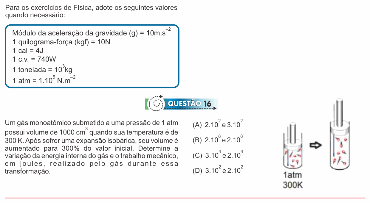 Enunciado da questão 16 de Física do PUC-SP 2017