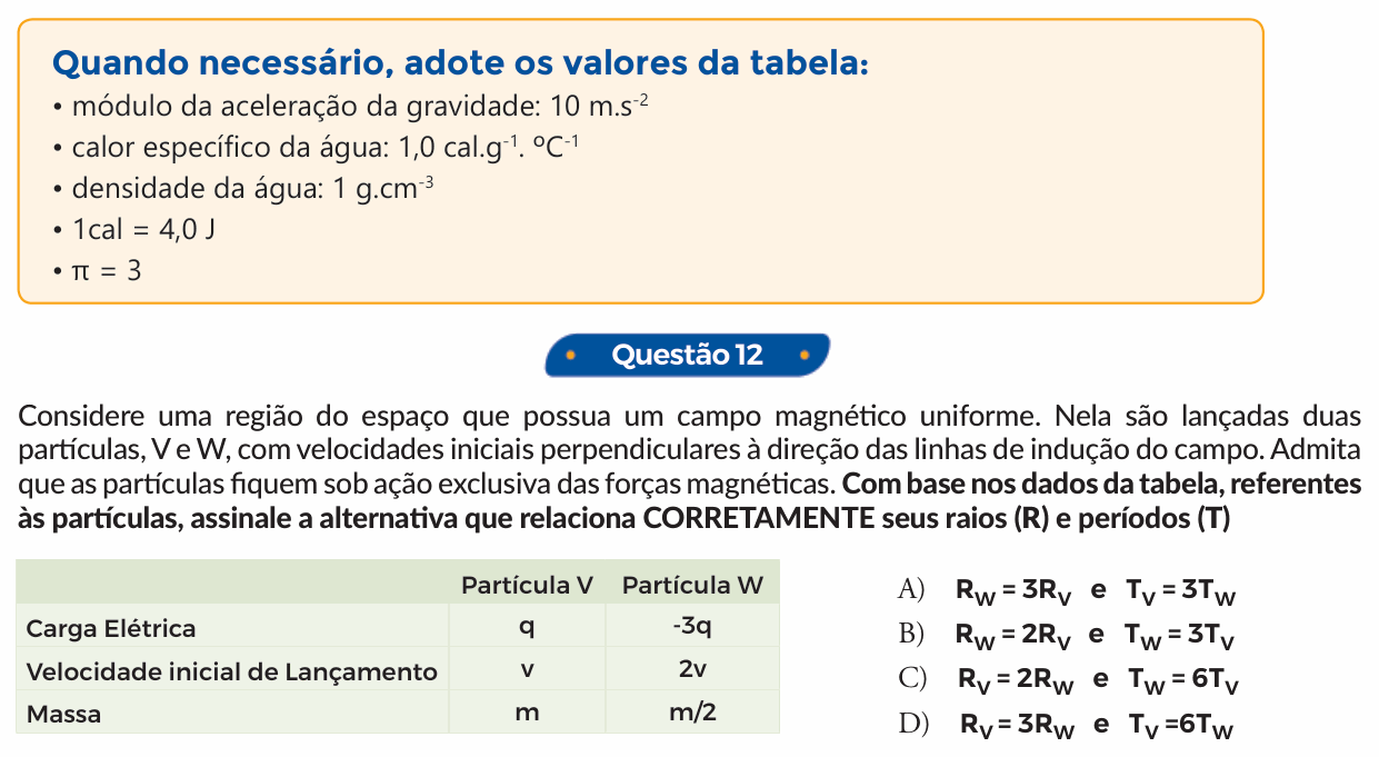 Enunciado da questão 12 de Física do PUC-SP 2018 (inverno)