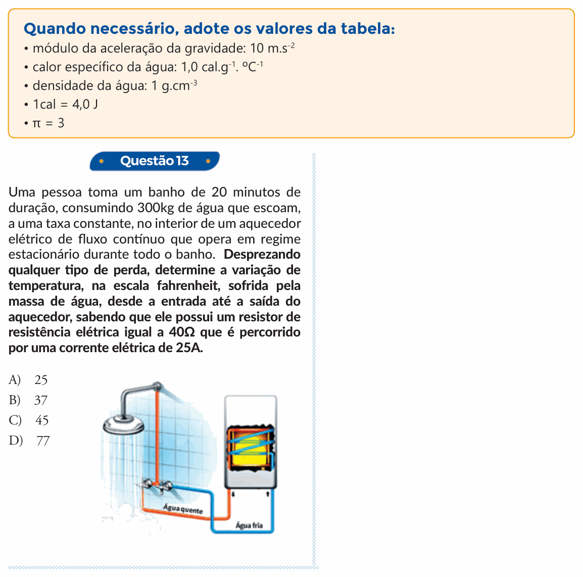 Enunciado da questão 13 de Física do PUC-SP 2018 (inverno)