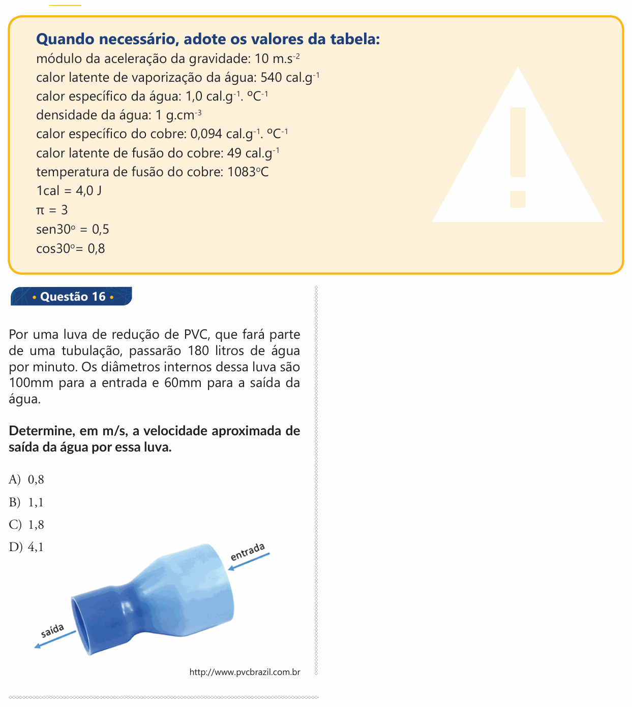 Enunciado da questão 16 de Física do PUC-SP 2018