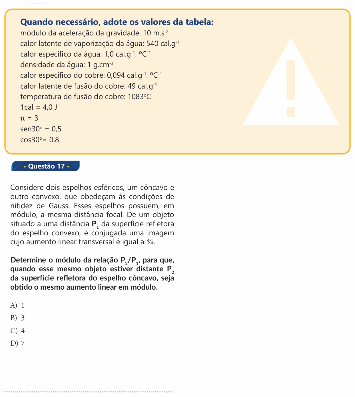 Enunciado da questão 17 de Física do PUC-SP 2018
