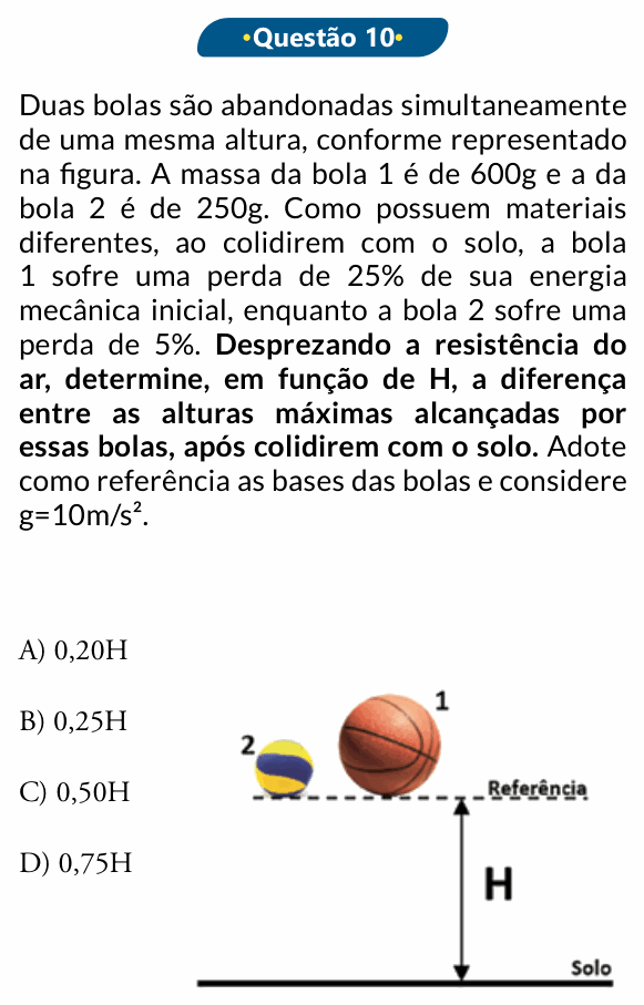 Enunciado da questão 10 de Física do PUC-SP 2019 (inverno)