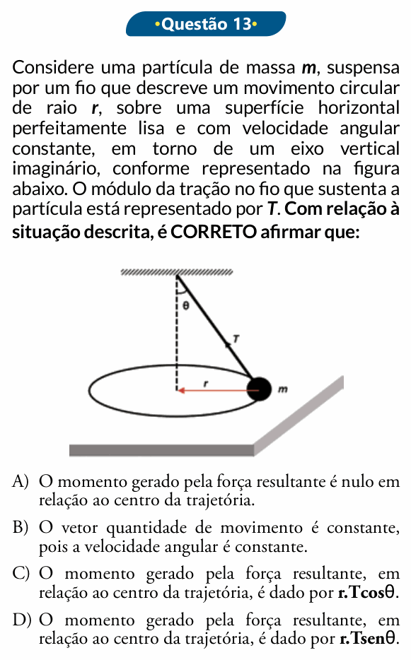 Enunciado da questão 13 de Física do PUC-SP 2019 (inverno)