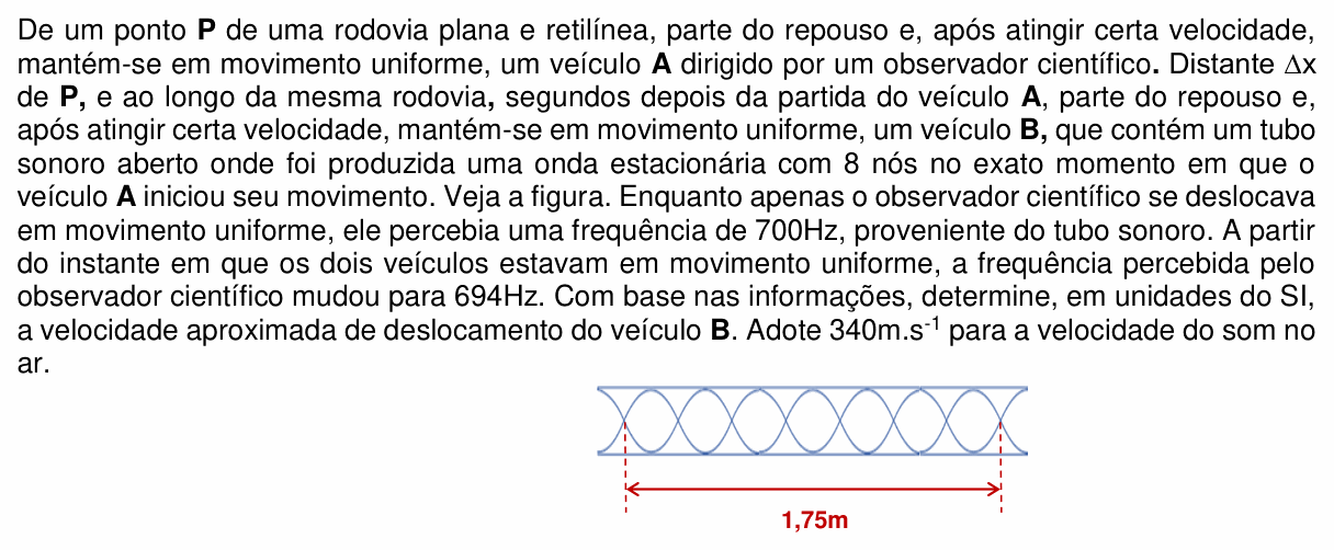 Enunciado da questão 10 de Física do PUC-SP 2022 (Parte B)