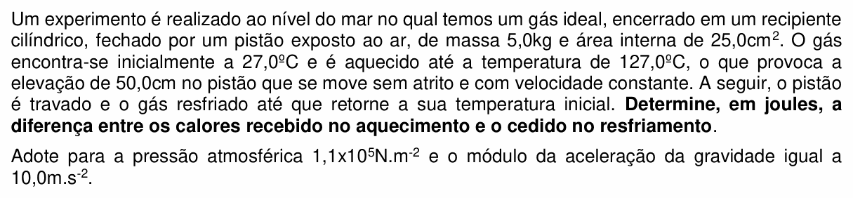 Enunciado da questão 8 de Física do PUC-SP 2022 (Parte B)