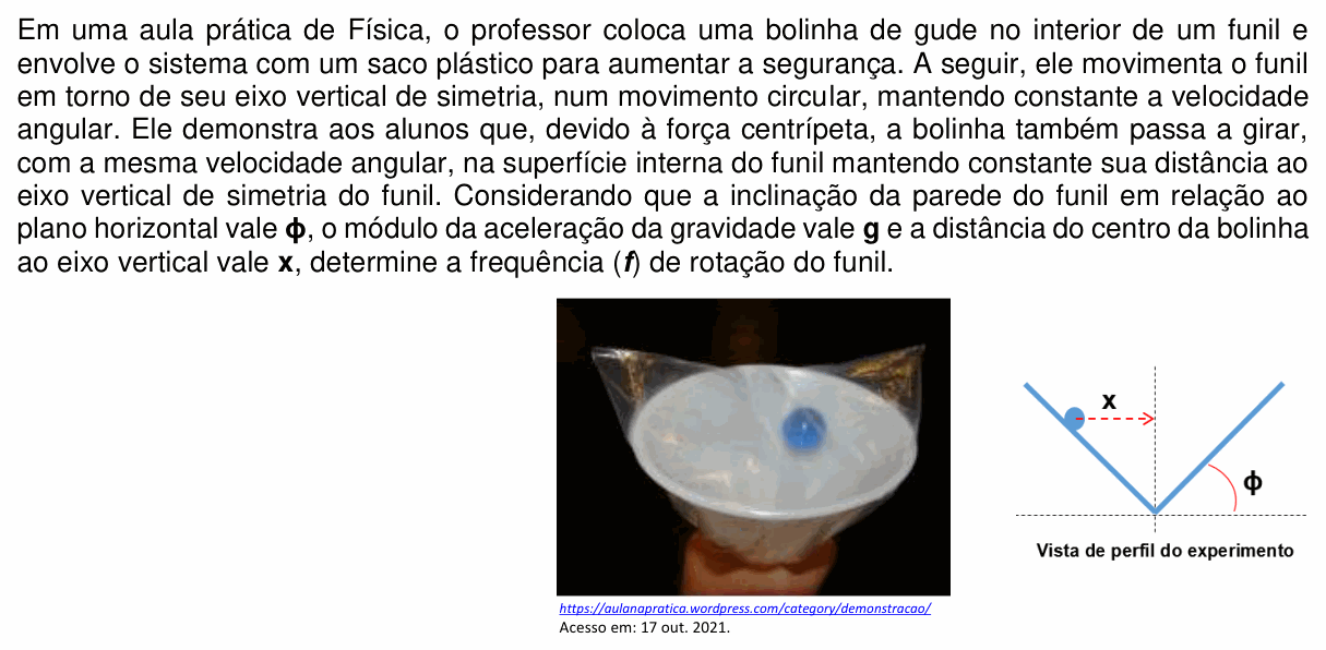 Enunciado da questão 9 de Física do PUC-SP 2022 (Parte B)
