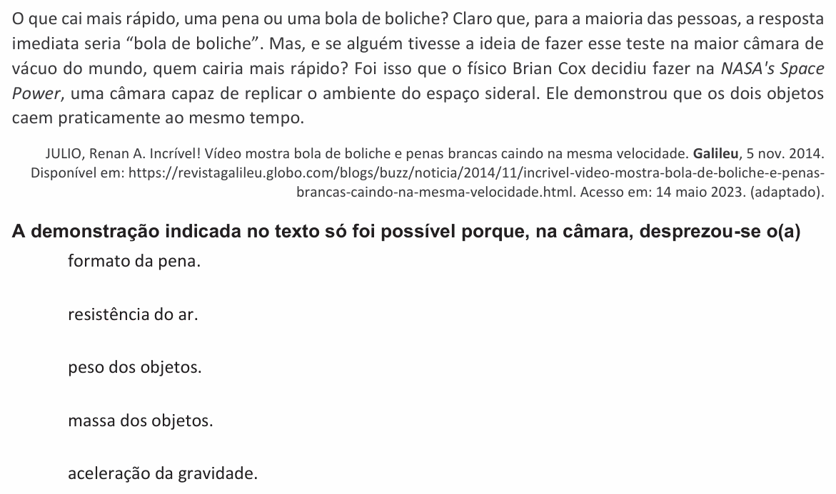 Enunciado da questão 14 de Física do PUC-SP 2023 (inverno, Parte B)