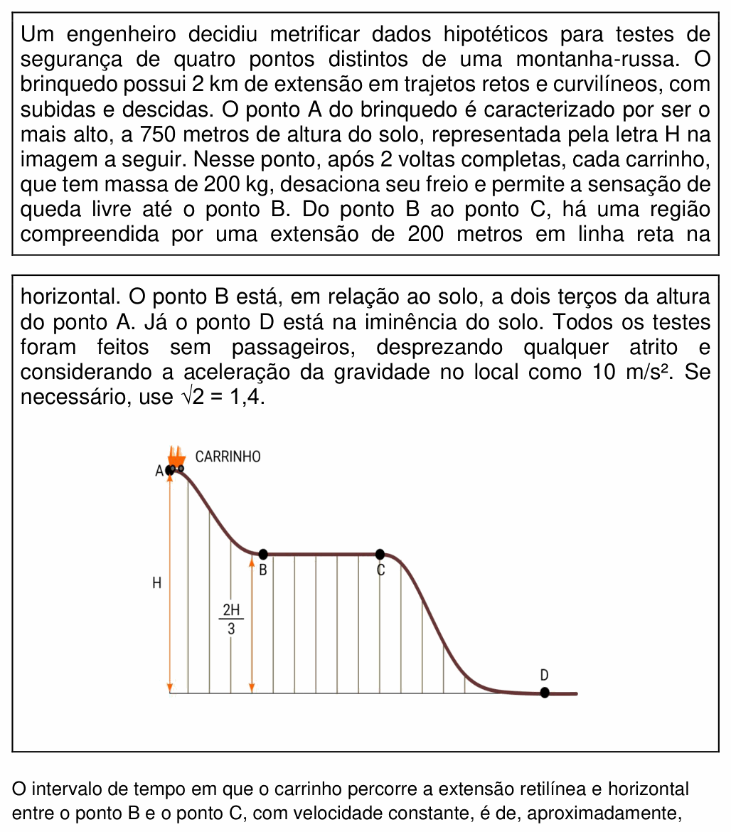 Enunciado da questão 12 de Física do PUC-SP 2023 (Parte B)