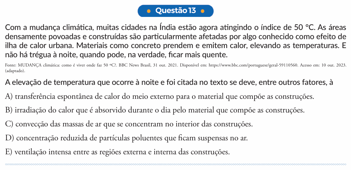 Enunciado da questão 13 de Física do PUC-SP 2024