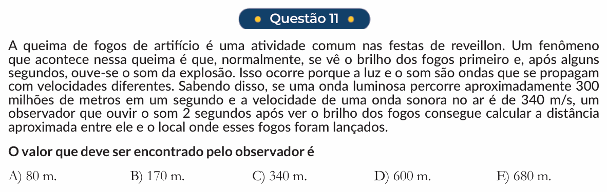 Enunciado da questão 11 de Física do PUC-SP 2025