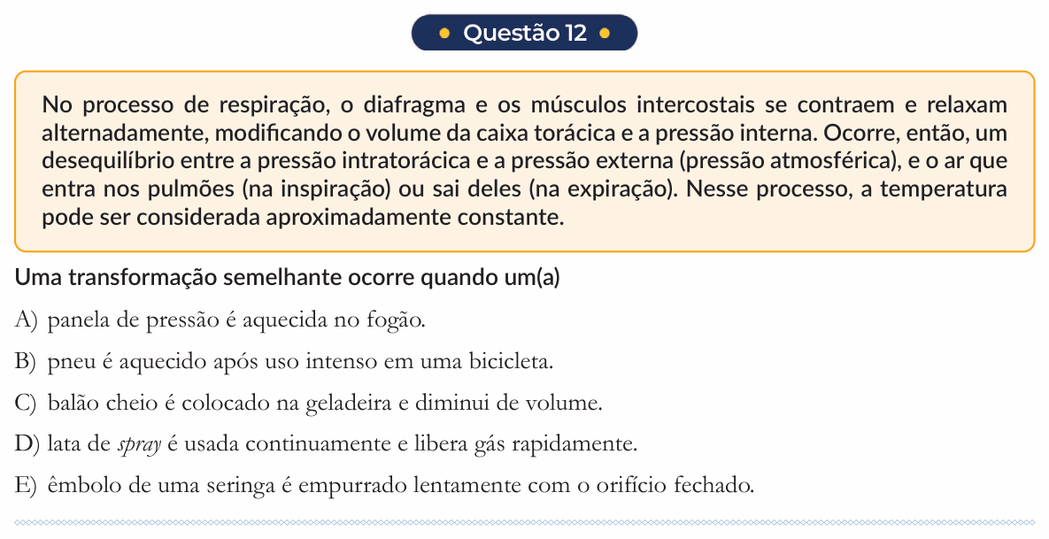 Enunciado da questão 12 de Física do PUC-SP 2026 (inverno)