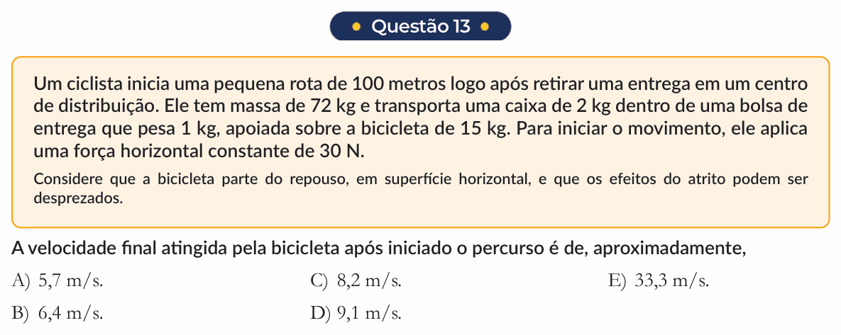 Enunciado da questão 13 de Física do PUC-SP 2026 (inverno)