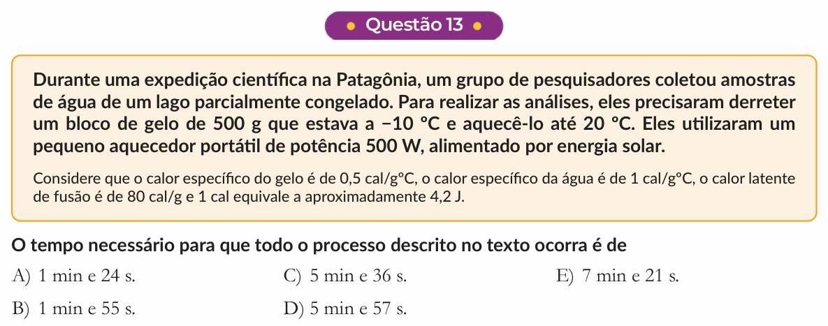 Enunciado da questão 13 de Física do PUC-SP 2026