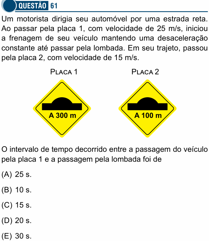 Enunciado da questão 61 de Física do Santa Casa 2018