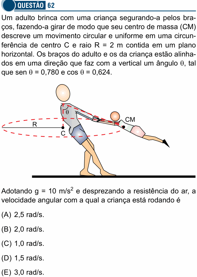 Enunciado da questão 62 de Física do Santa Casa 2019