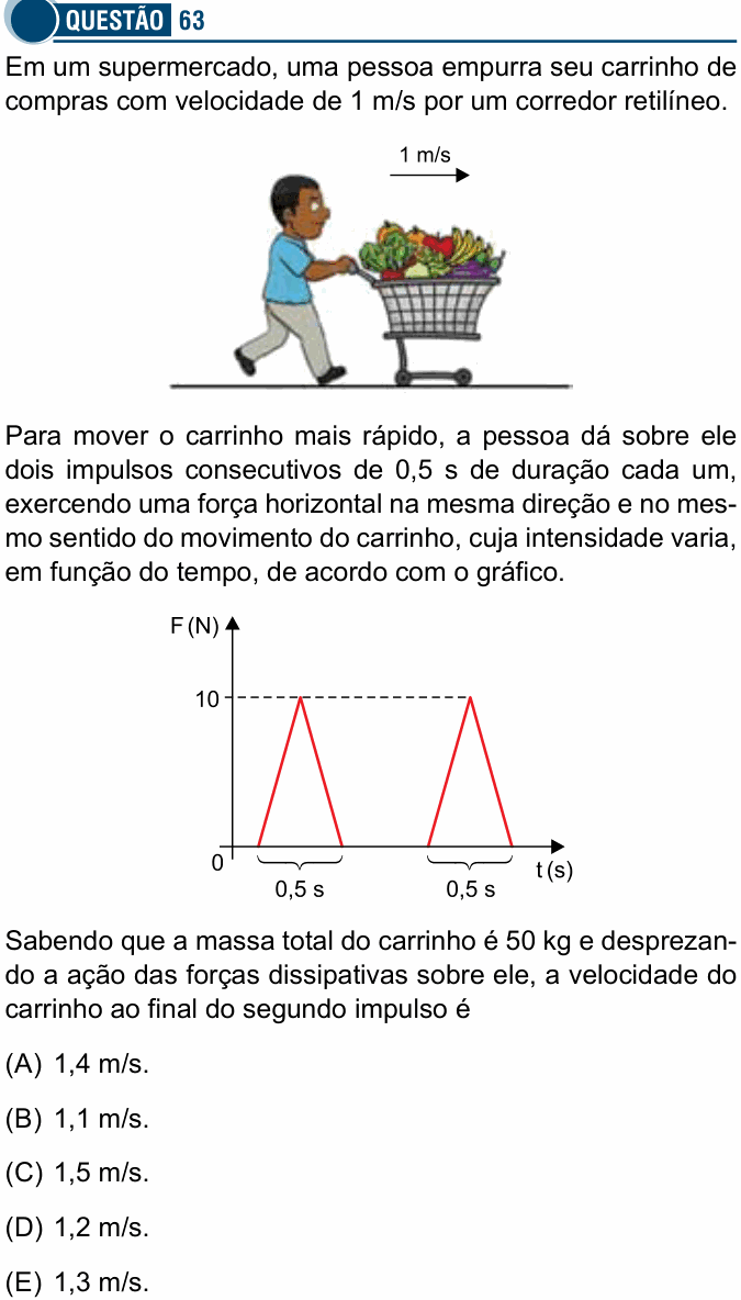 Enunciado da questão 63 de Física do Santa Casa 2019