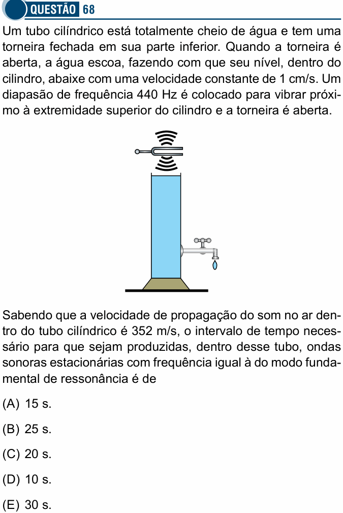 Enunciado da questão 68 de Física do Santa Casa 2019