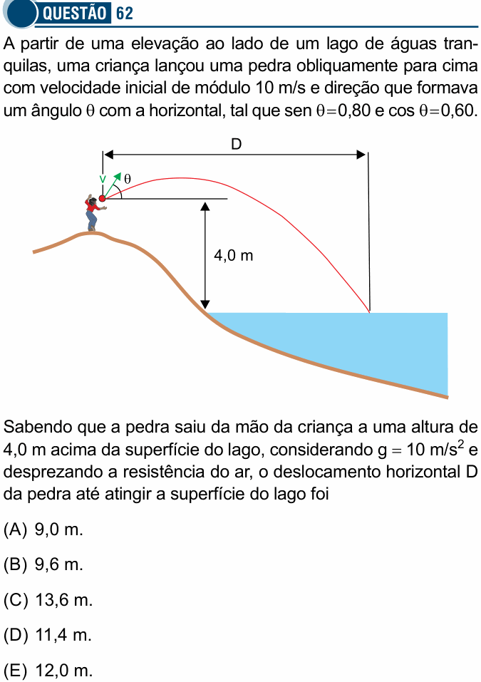 Enunciado da questão 62 de Física do Santa Casa 2020