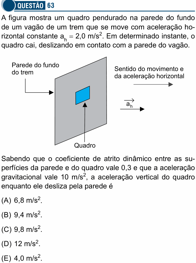 Enunciado da questão 63 de Física do Santa Casa 2020