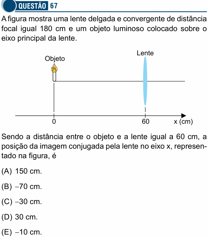 Enunciado da questão 67 de Física do Santa Casa 2020
