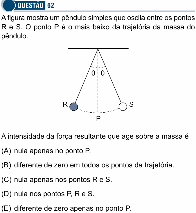 Enunciado da questão 62 de Física do Santa Casa 2021