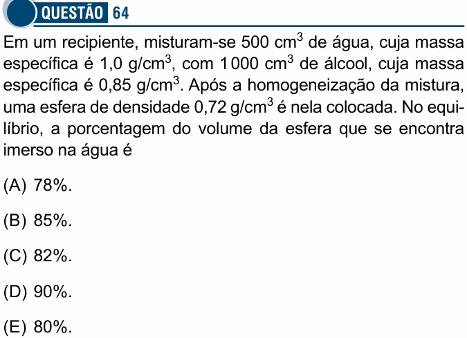 Enunciado da questão 64 de Física do Santa Casa 2021