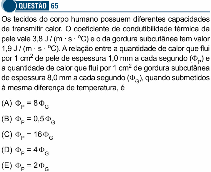 Enunciado da questão 65 de Física do Santa Casa 2021
