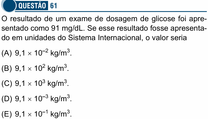 Enunciado da questão 61 de Física do Santa Casa 2022