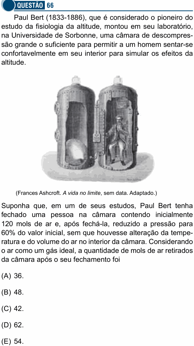 Enunciado da questão 66 de Física do Santa Casa 2022