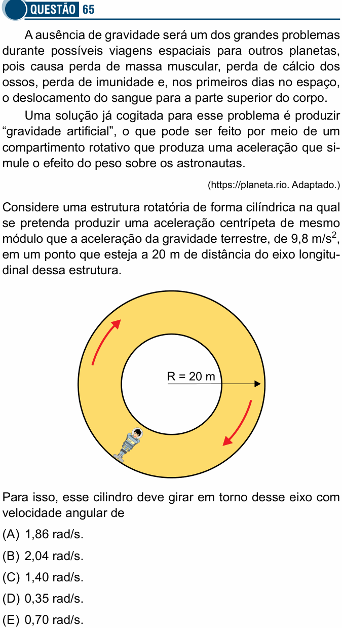Enunciado da questão 65 de Física do Santa Casa 2023