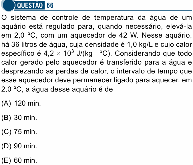 Enunciado da questão 66 de Física do Santa Casa 2023
