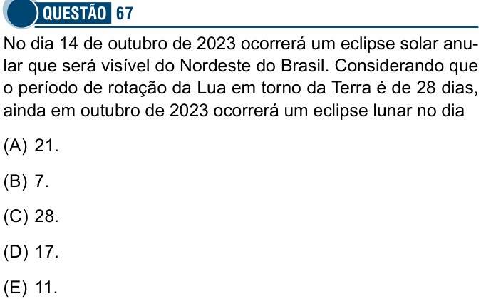 Enunciado da questão 67 de Física do Santa Casa 2023