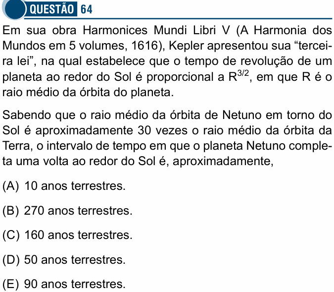 Enunciado da questão 64 de Física do Santa Casa 2024