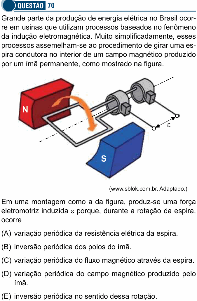 Enunciado da questão 70 de Física do Santa Casa 2024