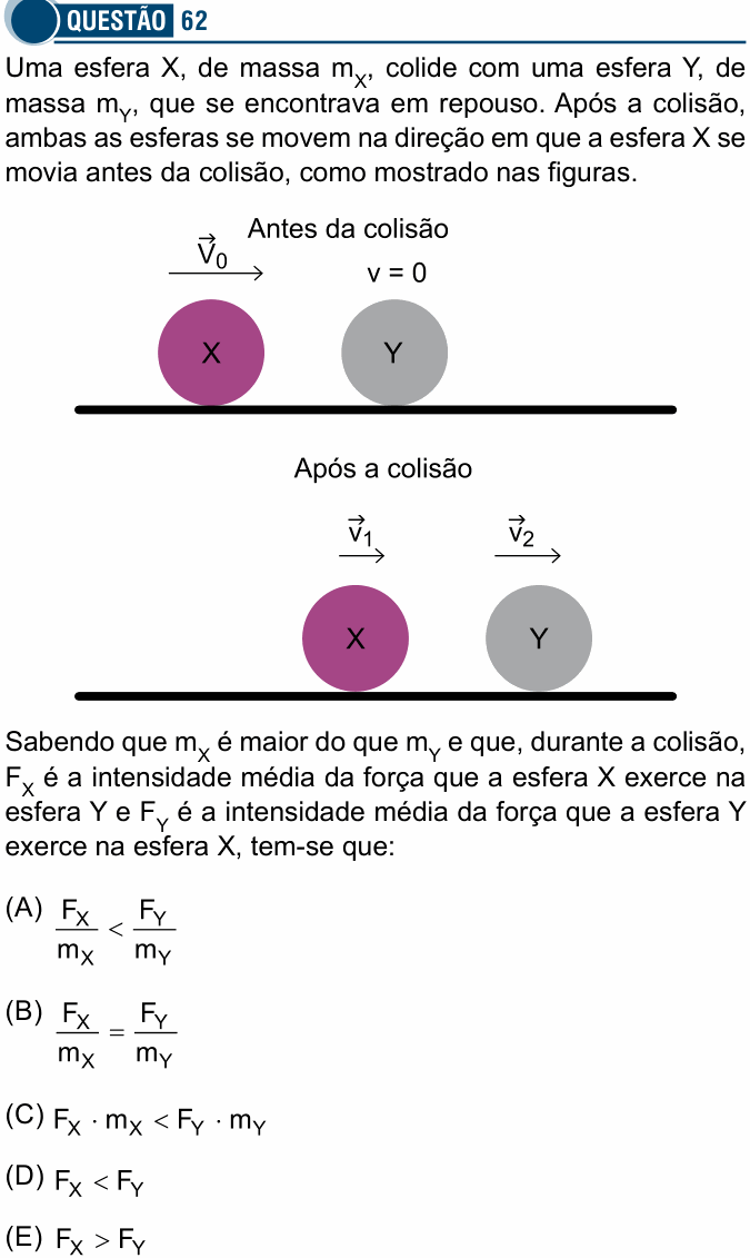 Enunciado da questão 62 de Física do Santa Casa 2025