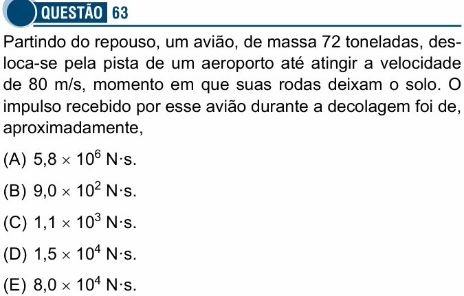 Enunciado da questão 63 de Física do Santa Casa 2025