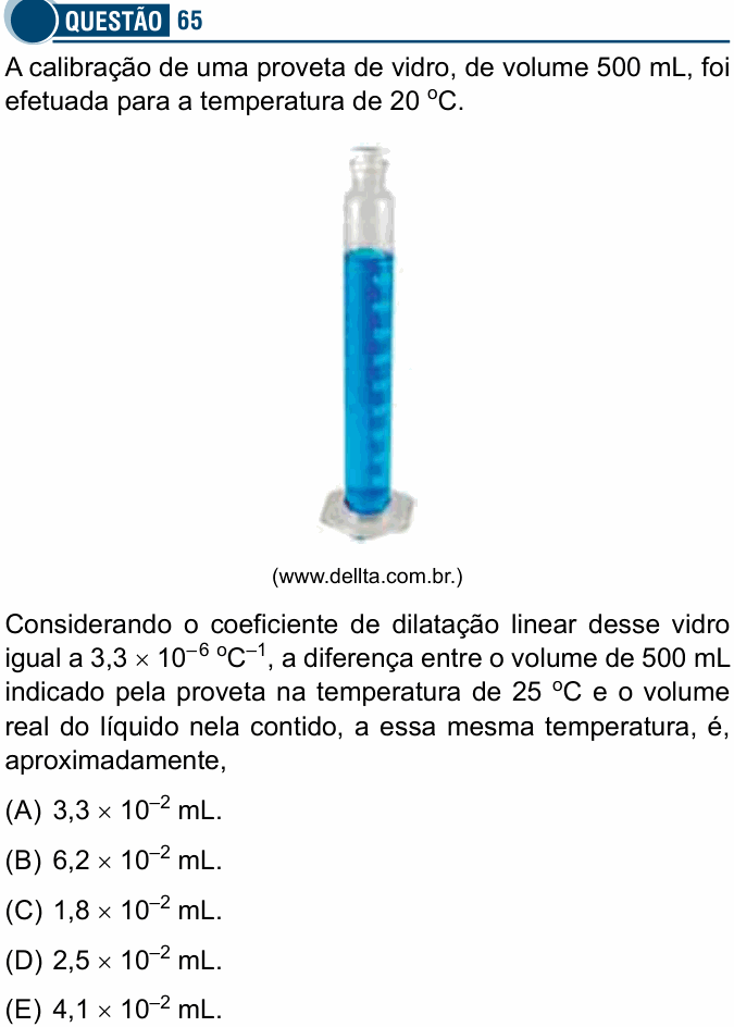 Enunciado da questão 65 de Física do Santa Casa 2025